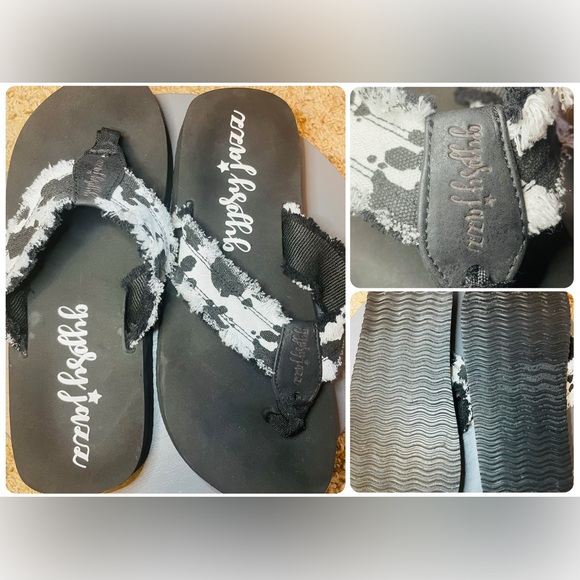 Gypsy Jazz Shoes - ✨NWOB Corkys Black & White Cow Print Super Cushion Sandals